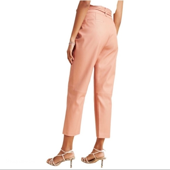 - NWT BLANKNYC for Anthropologie Pink Peach Chelsea Faux Leather Ankle Pant - Picture 2 of 11